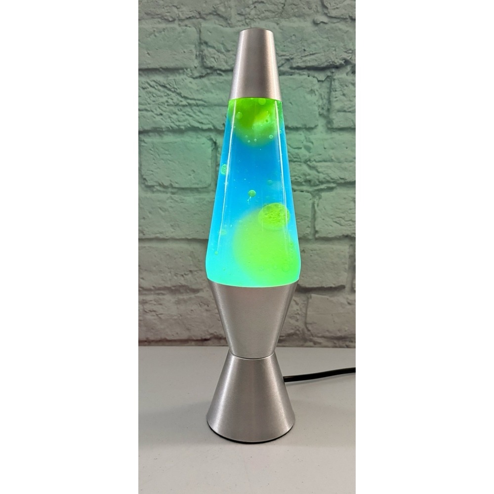 16" Large Lava Lamp Green Wax / Blue Fluid Touch Control